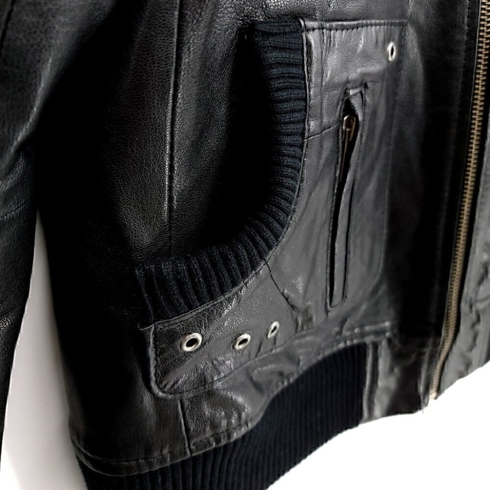 Ruff Hewn Leather Women's L Black Jacket '80s Flashback Zipper Sleeves Stretch - Picture 6 of 16